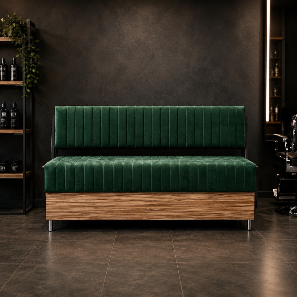 Shop the Customer Waiting Bench in the UK for durable, comfortable customer seating in barbershop and salon reception or waiting areas.