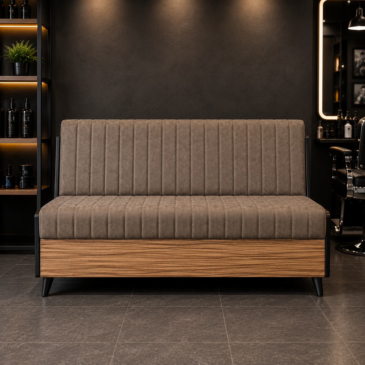 Shop the Customer Waiting Bench in the UK for durable, comfortable customer seating in barbershop and salon reception or waiting areas.
