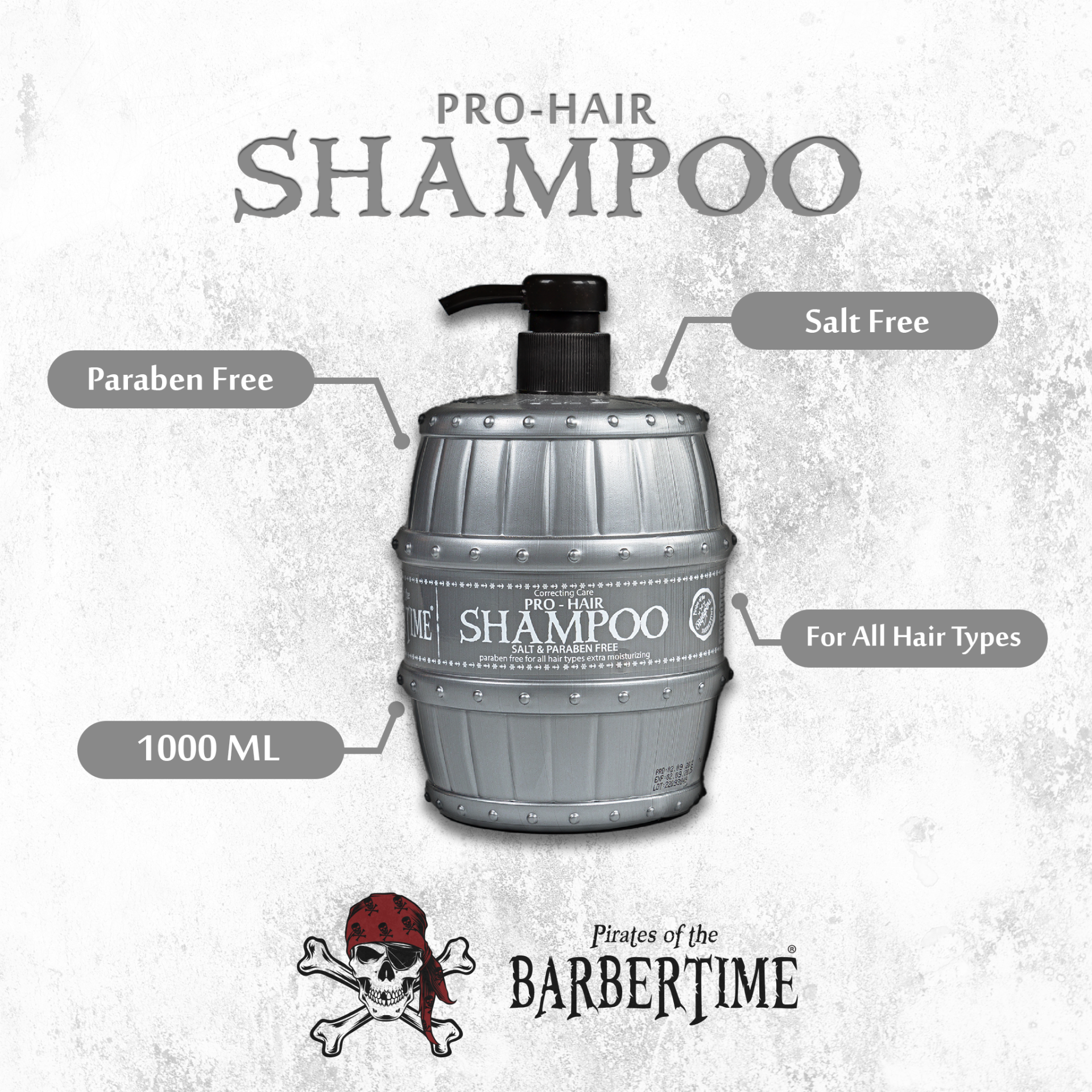 BARBERTIME Pro - Hair Shampoo | Salt and Paraben Free | Extra Moisturizing | All Hair Types 1000 ml - Image 2