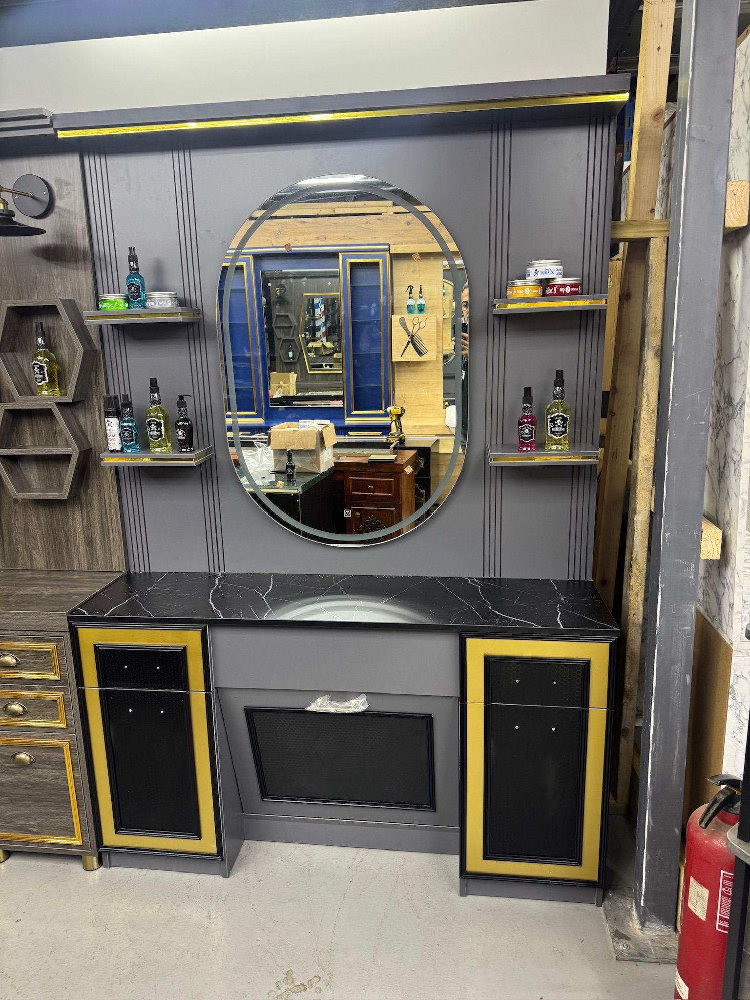 Barber and Salon Station Without Sink - professional barber and salon workstation