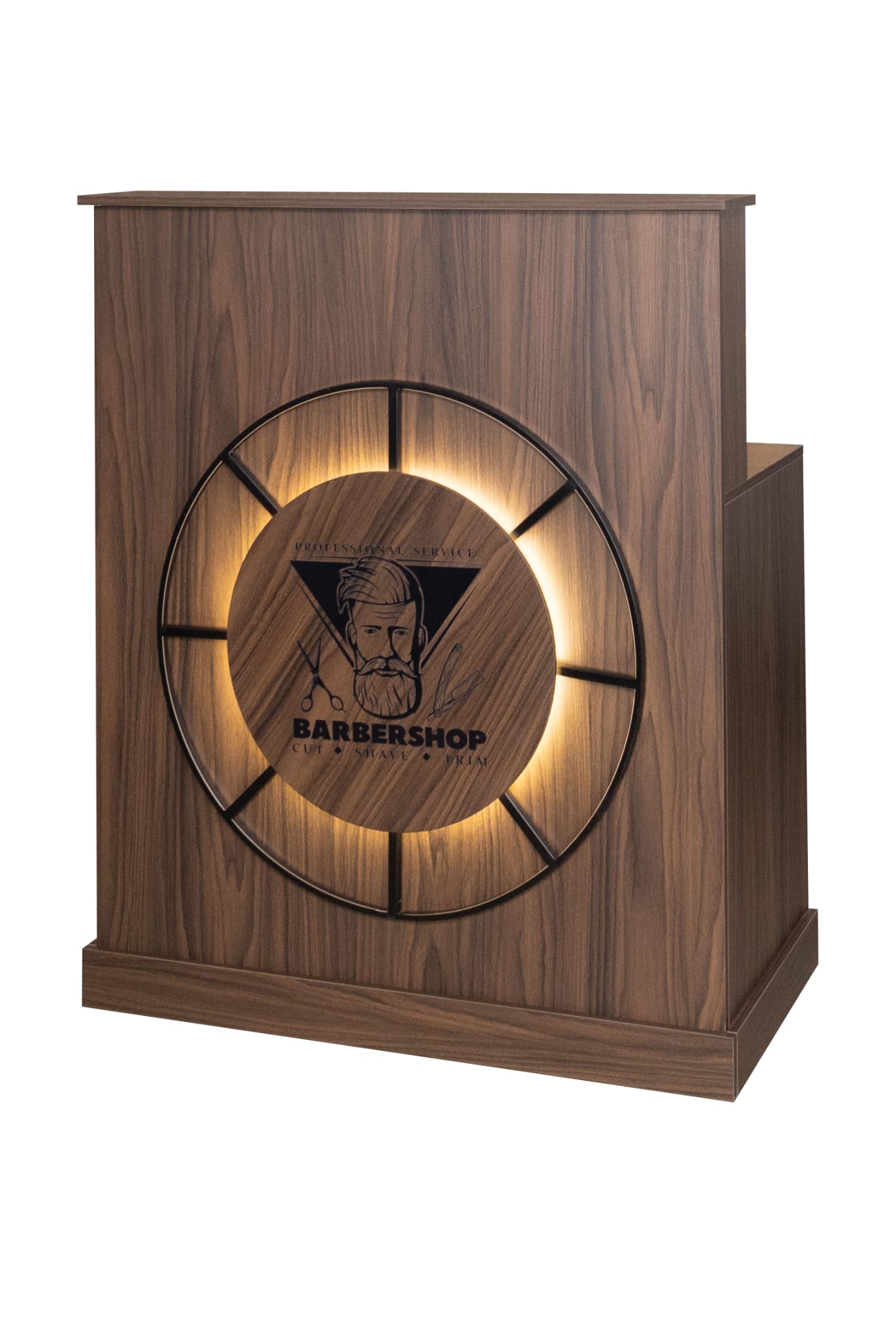 Premium Wooden Barber Reception Desk with LED Front Panel - Image 2