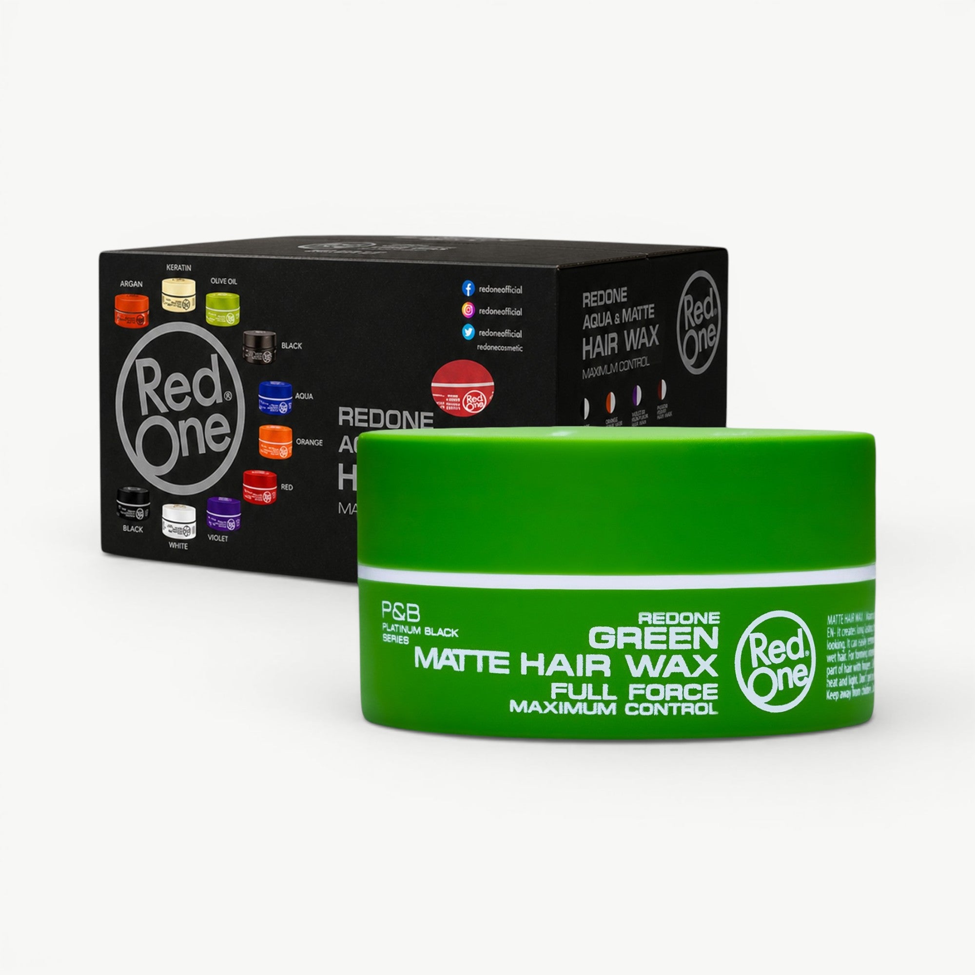 Professional RedOne Green Matte Hair Wax styling wax with strong hold and a low-shine matte finish.