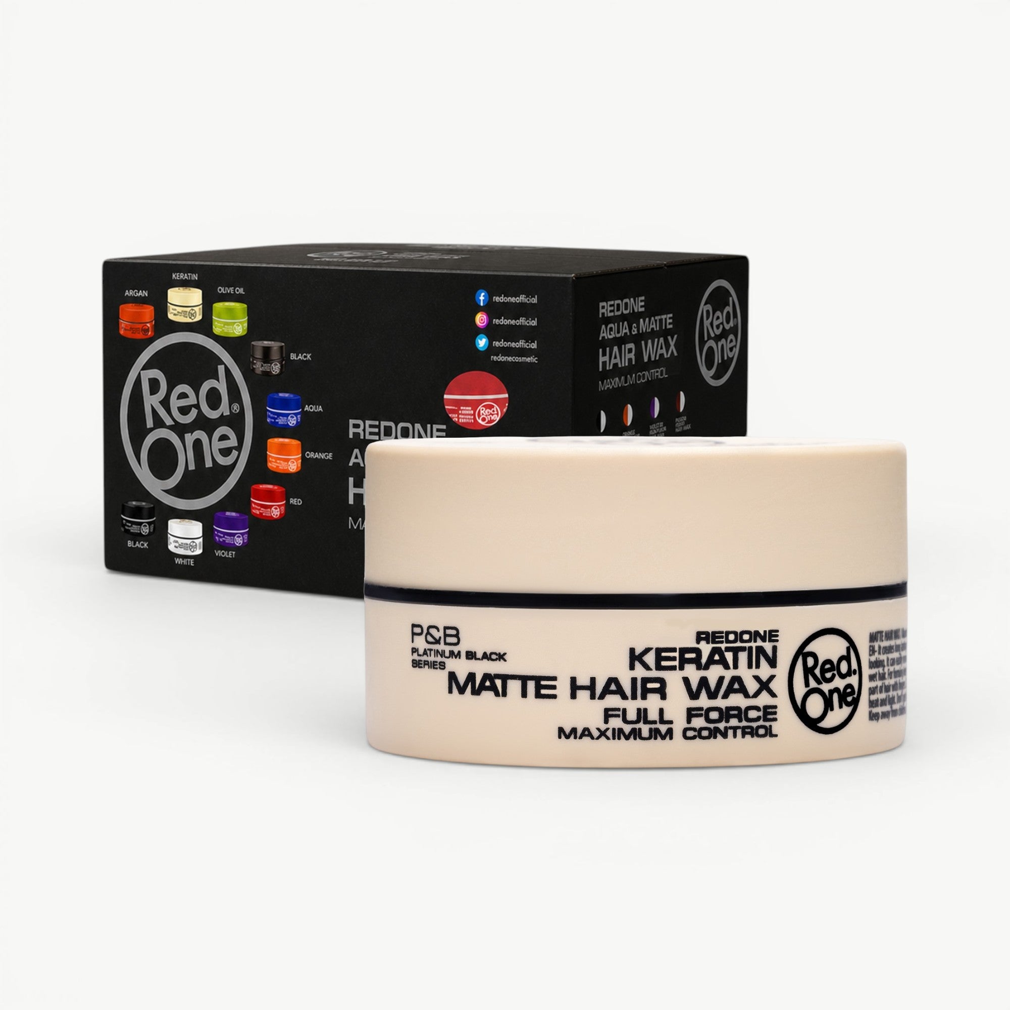 Professional RedOne Keratin Matte Hair Wax styling wax with strong hold and a low-shine matte finish.