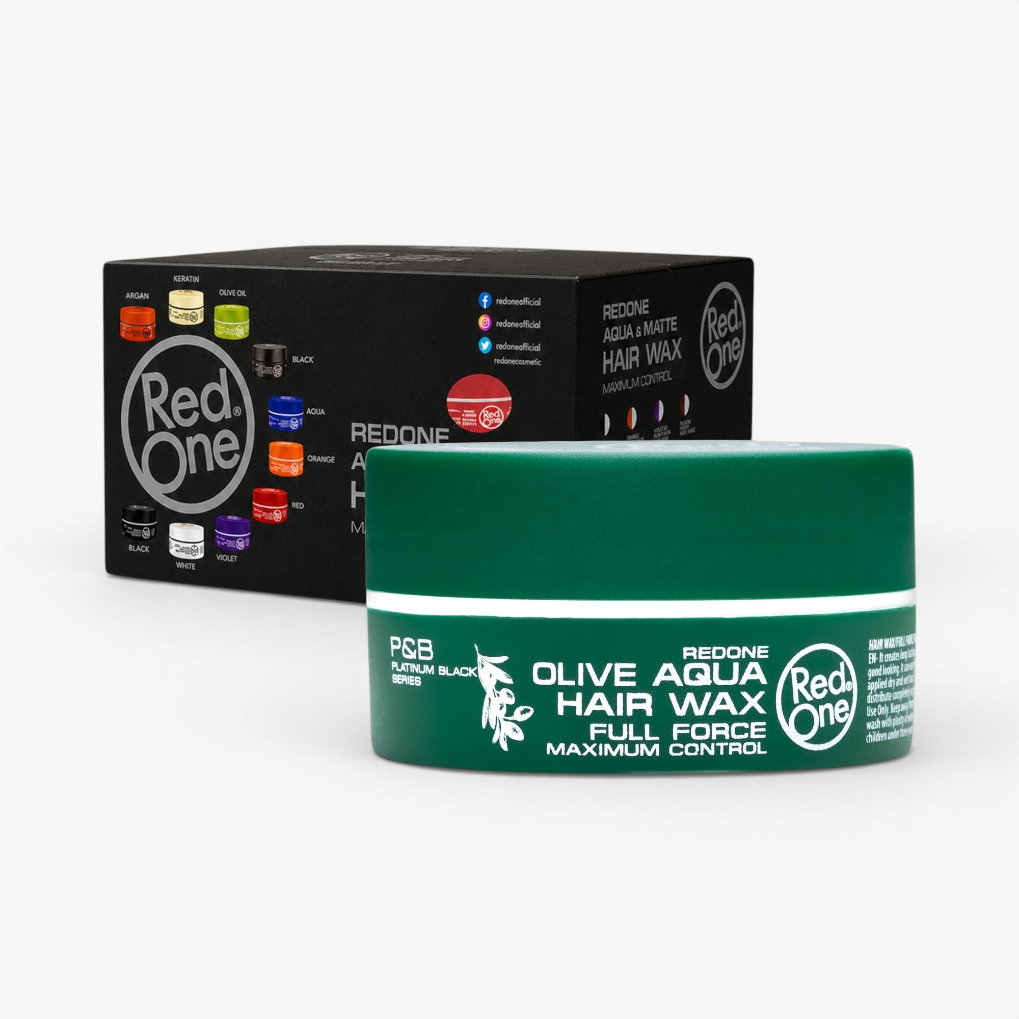 Professional RedOne Olive Aqua Hair Wax styling wax with strong hold and a clean, glossy finish.