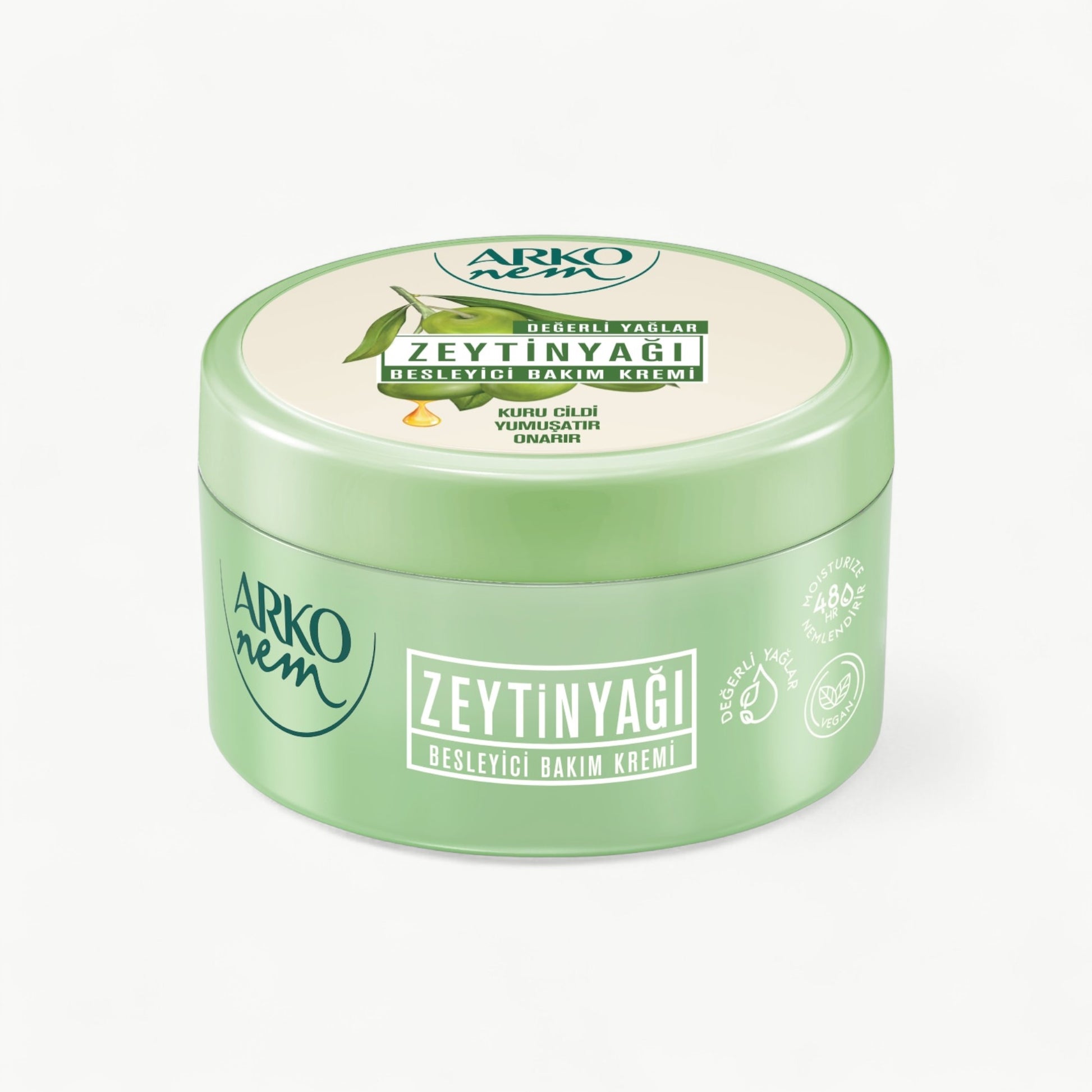 Olive-oil moisturising cream designed to hydrate and soften dry skin on the hands, face and body.