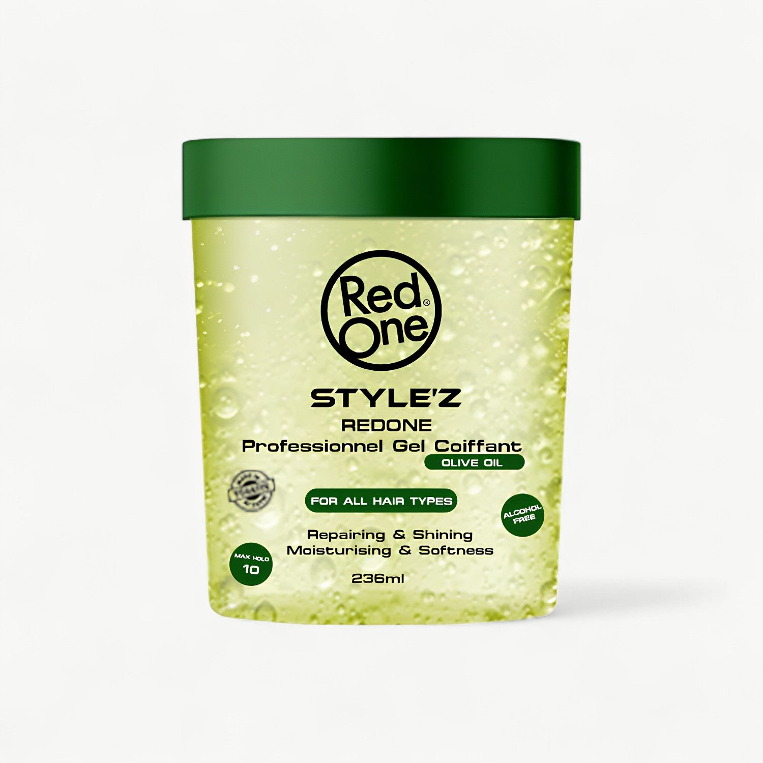 RedOne Olive Hair Gel styling gel for defined shape, strong control and shine.