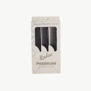 Professional multi-comb set for cutting, sectioning, styling and finishing different hair types.