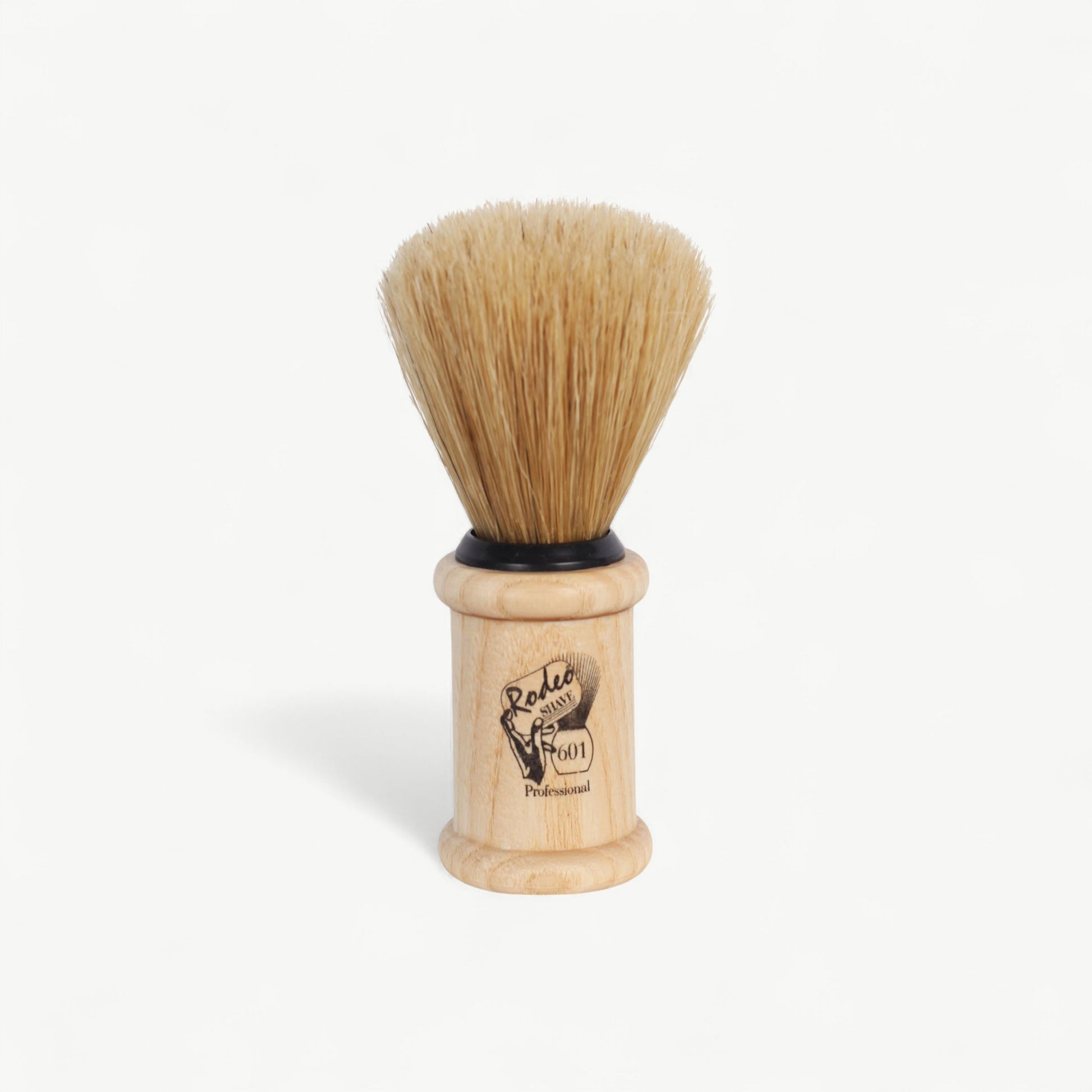 Traditional Rodeo shaving brush 601 for building rich lather and preparing facial hair before shaving.