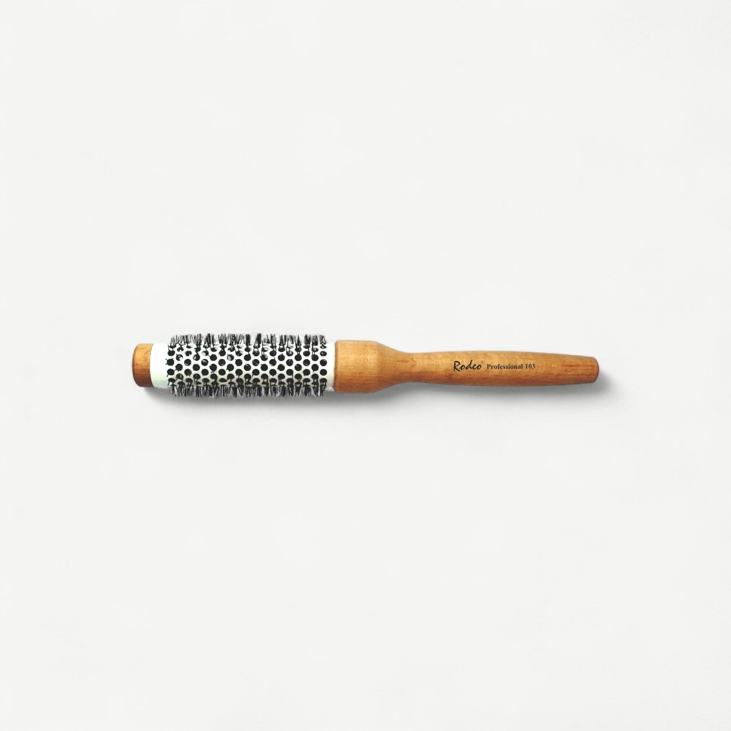 Professional 36mm ceramic radial blow-dry brush with a wooden handle for smooth, controlled styling.