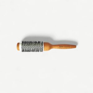Professional 46mm ceramic radial blow-dry brush with a wooden handle for smooth, controlled styling.