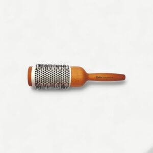 Professional 67mm ceramic radial blow-dry brush with a wooden handle for smooth, controlled styling.
