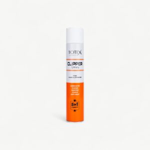 Professional 5-in-1 clipper maintenance spray for busy barbering environments.