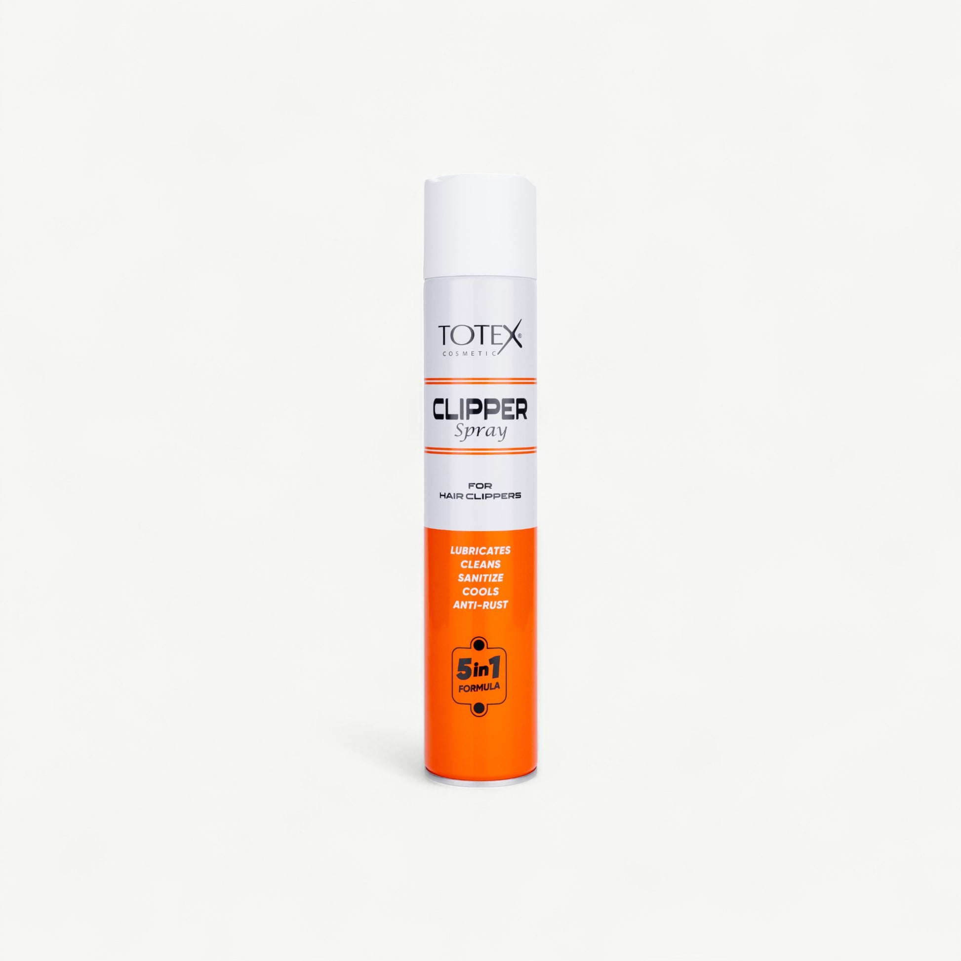 Professional 5-in-1 clipper maintenance spray for busy barbering environments.
