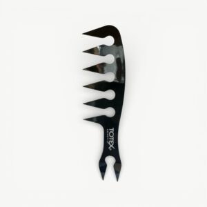 Professional black Totex comb for controlled cutting, sectioning and styling.