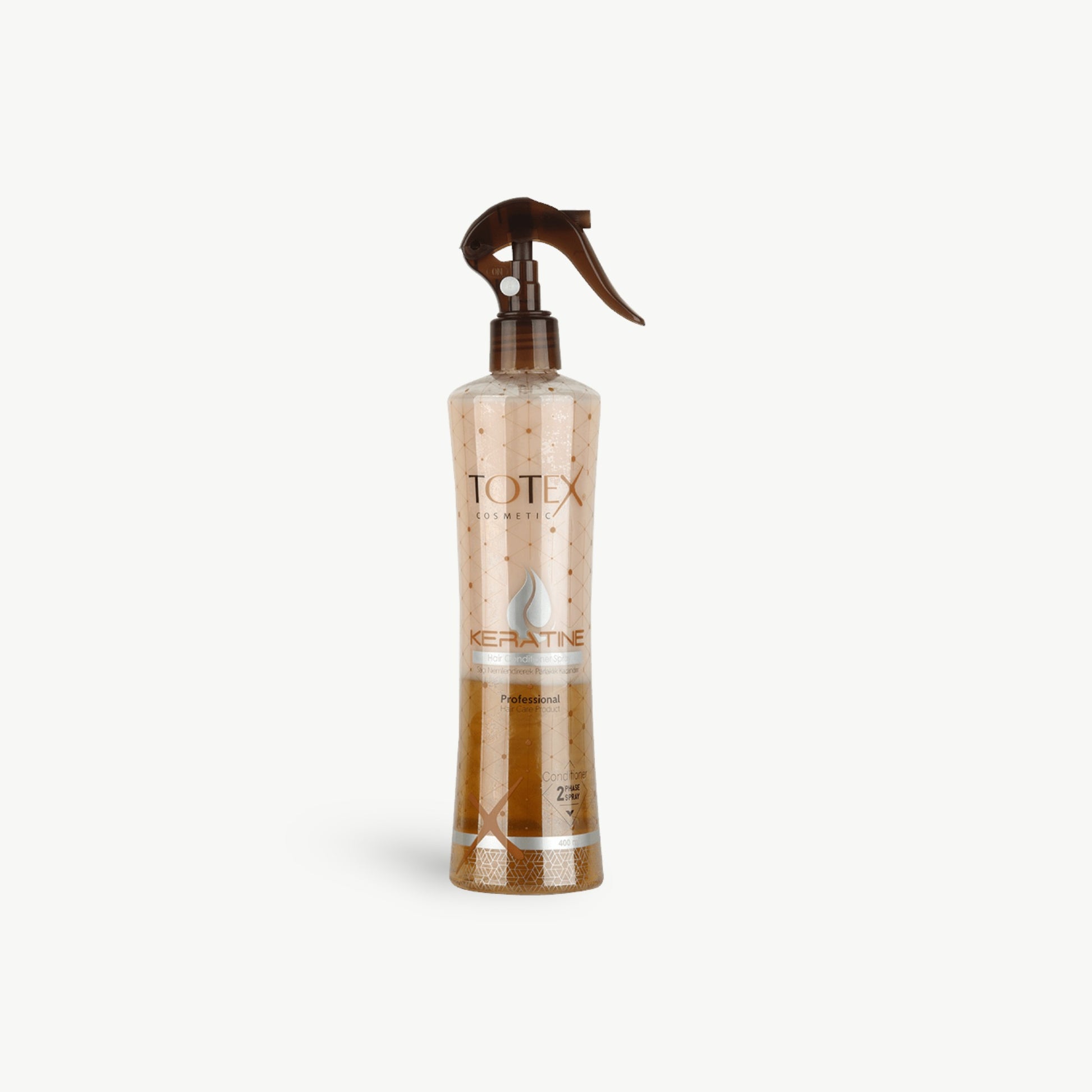 Two-phase Keratin leave-in conditioner spray for easier detangling and everyday manageability.