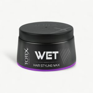 Professional hair wax with strong hold and a glossy wet-look finish.