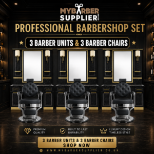 Professional Barbershop Set – 3 Barber Units & 3 Barber Chairs