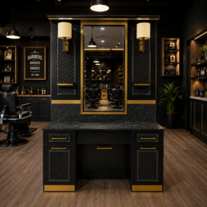 Luxury Black & Gold Barber Station