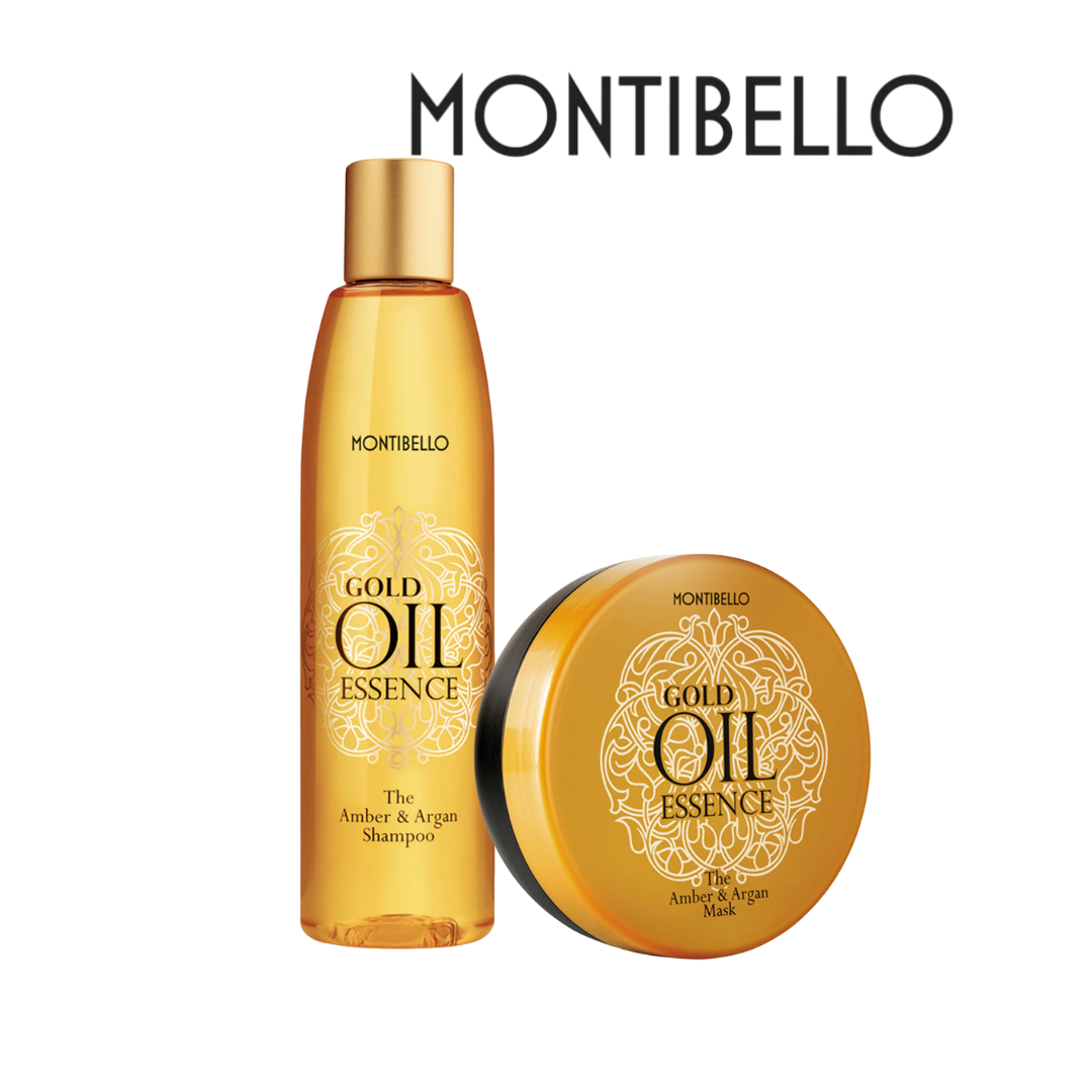 Montibello Gold Oil Essence Shampoo 250ml & Amber Argan Mask 200ml Duo