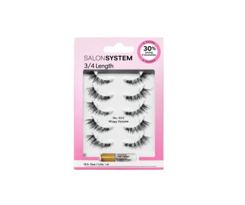 Salon System Strip Lash 022 (3/4 Length) (5 Pack)