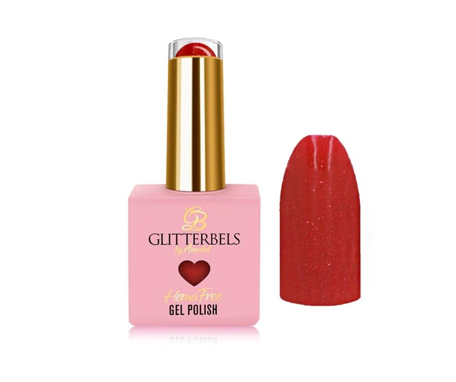 Glitterbels Hema Free Gel Polish Hot Red Sparkle 8ml