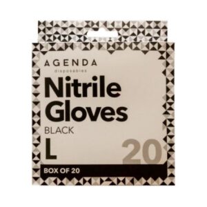 Agenda Disposables Nitrile Gloves Black Large (20)