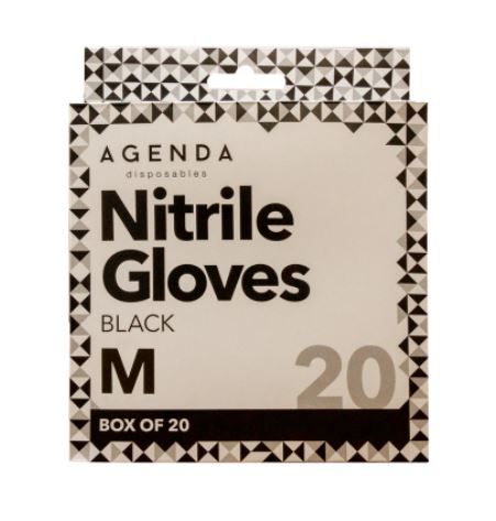 Agenda Disposables Nitrile Gloves Black Medium (20)