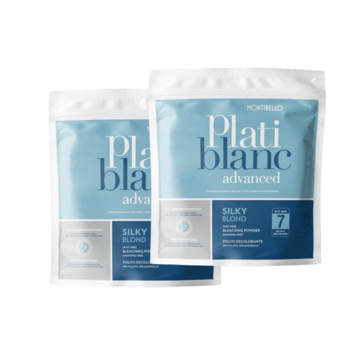 Montibello Plati Blanc Advanced Silky Blond Dust-Free Bleaching Powder 500g x 2 Twin Pack