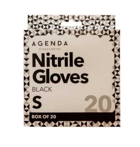 Agenda Disposables Nitrile Gloves Black Small (20)