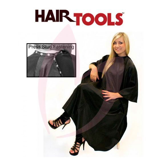 Black Sleeved Gown with Poppers Hair Tools - Image 2