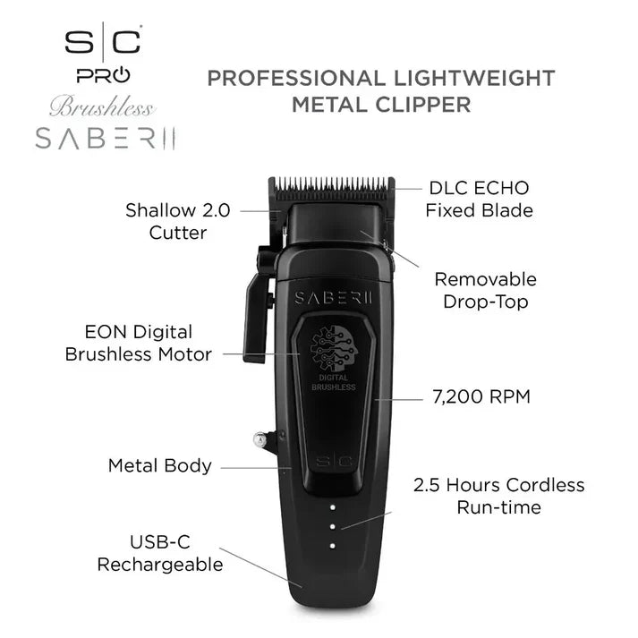 StyleCraft Saber 2.0 Digital Brushless Motor Clipper - Black - Image 3